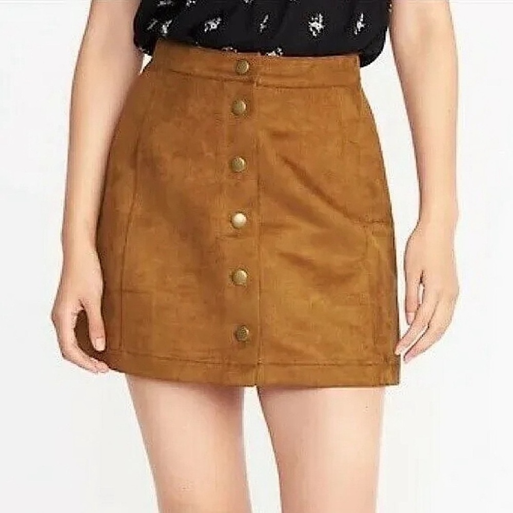 Old Navy Vegan Suede Snap Front A-Line Mini Skirt - 12